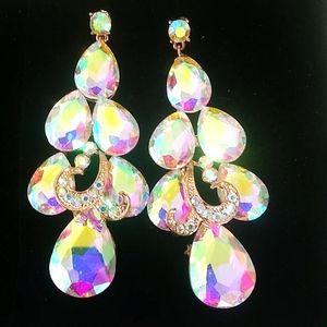 COPY - AB Crystal Dangling Teardrop Earrings Pageant, Competition, Wedding